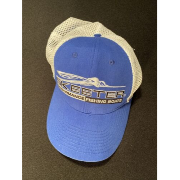 Skeeter Hat And Visor Performance Fishing Boats Blue White Mesh Back Adj Cap - Picture 2 of 7